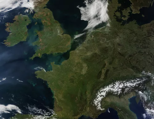 Satellite image of Western Europe